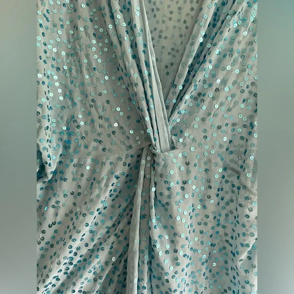 ASOS Sz 20W Curve Twist Front Light Blue Sequin Midi Dress - Picture 2 of 8